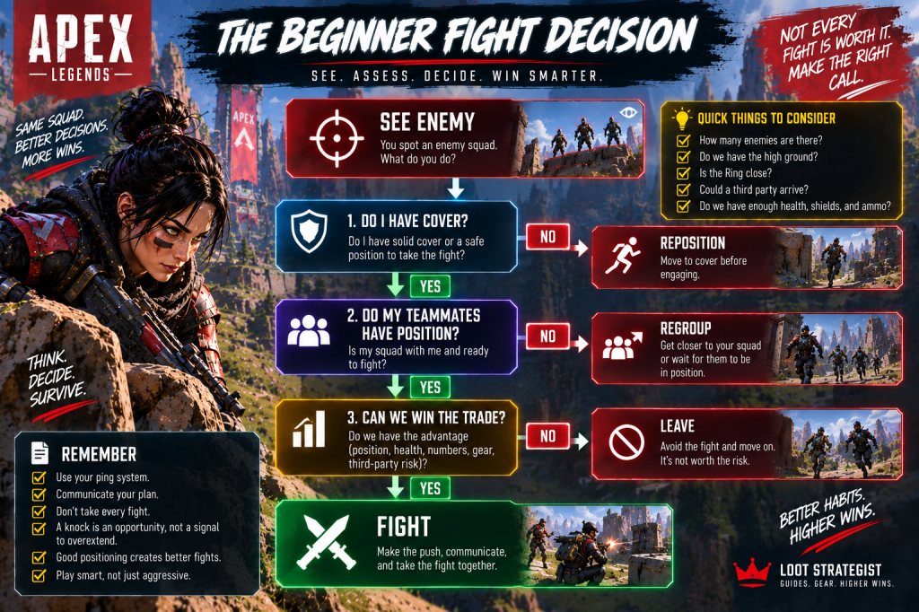 Apex Legends beginner fight decision tree for choosing when to engage or reposition