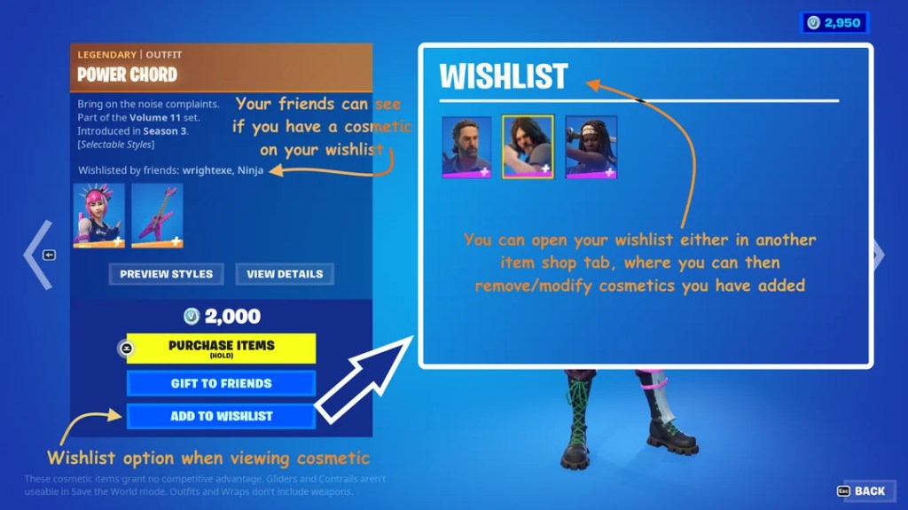 Screenshot of the FNBR.co website showing current Fortnite Item Shop cosmetics and mobile push notification features.